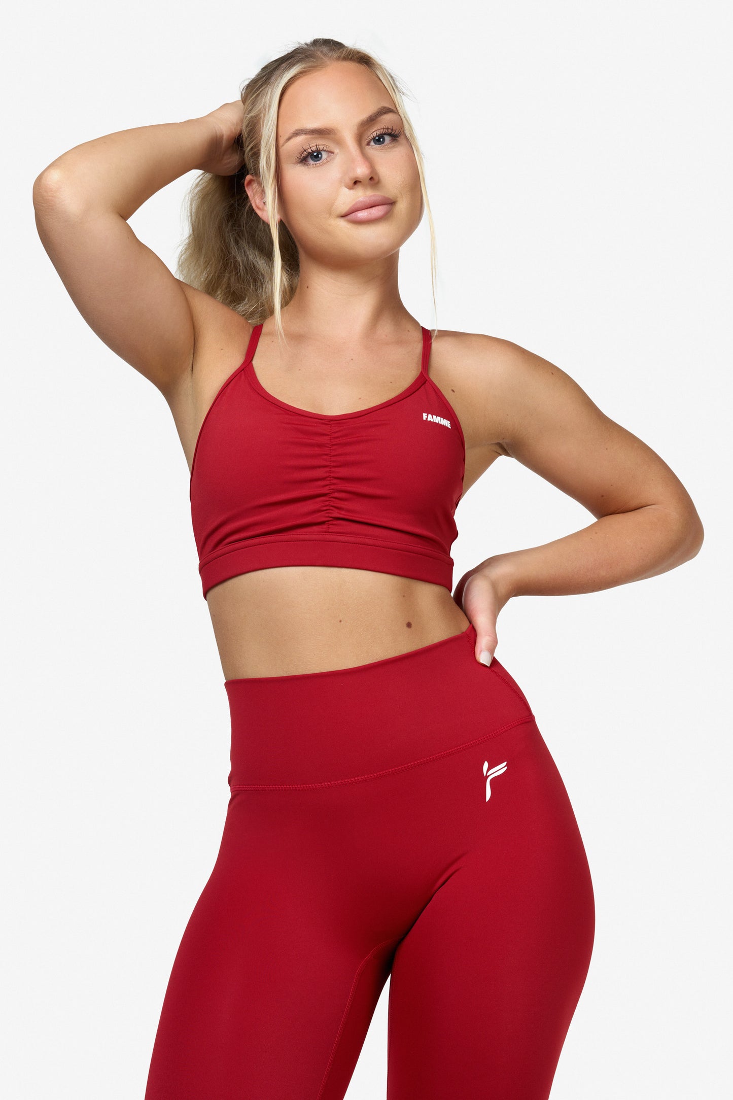 Red Scrunch Sports Bra - for dame - Famme - Sports Bra