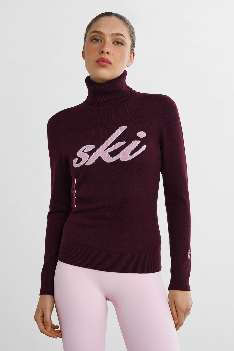 Retro Ski Sweater · Bordeaux/Pink