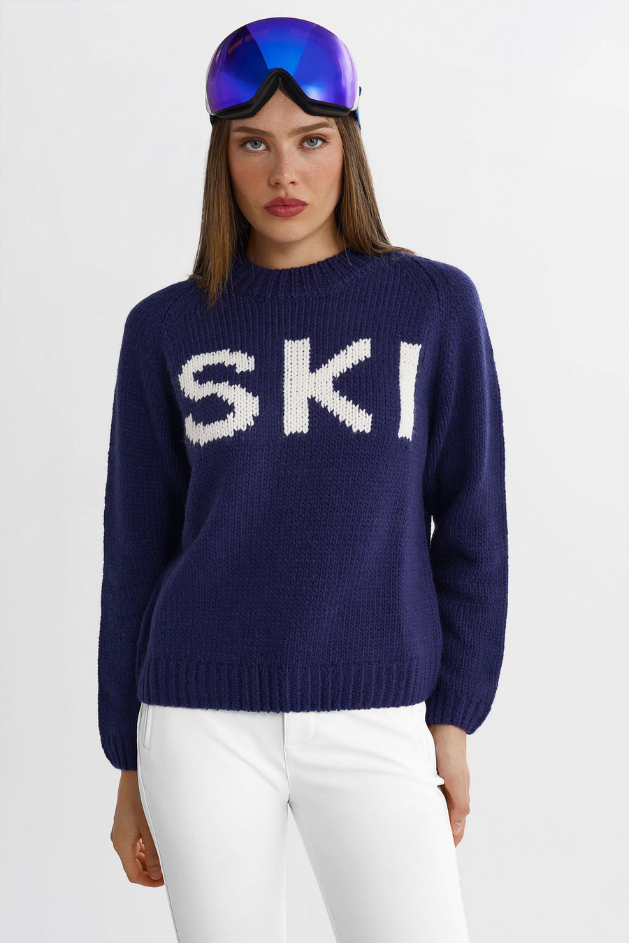 SKI Chunky Knit Sweater · Blue/White