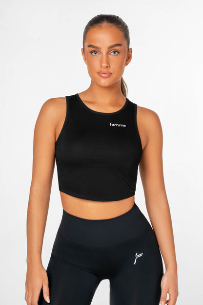 Black Pure Crop Top - for dame - Famme - Crop Top